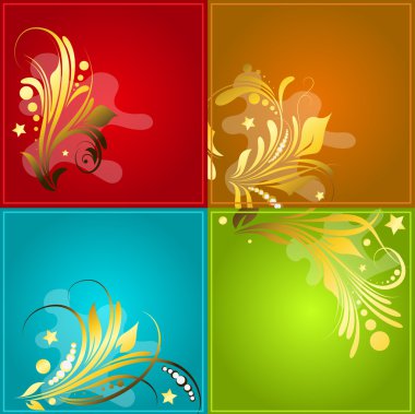 Set Of Golden Elements On Different Backgrounds clipart