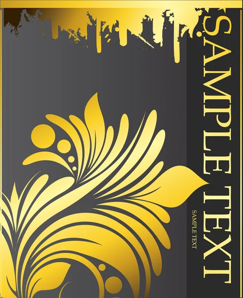 Texto de amostra floral dourado criativo —  Vetores de Stock