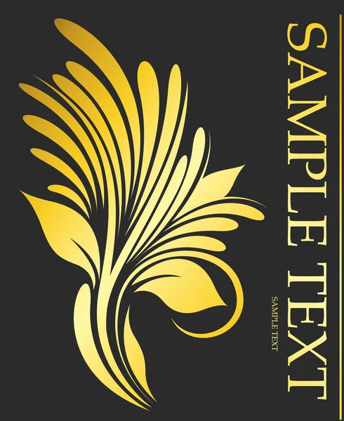 サンプル テキスト付きの黄金の要素の花 — ストックベクタ
