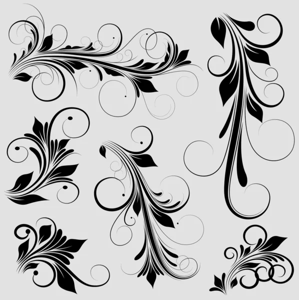 Éléments de lignes florales — Image vectorielle
