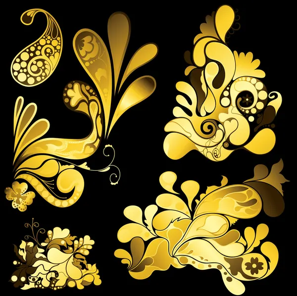 Gyllene eleganta organiska mönster — Stock vektor