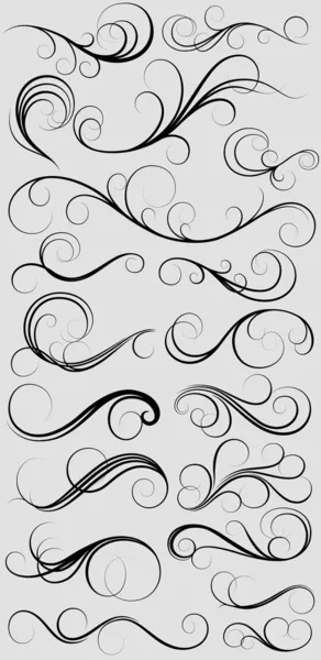 A Set Of Thin Swirl Elements — Stock Vector
