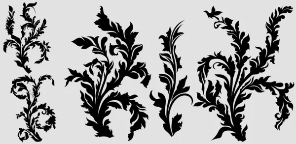 黑色矢量花卉元素 — 图库矢量图片