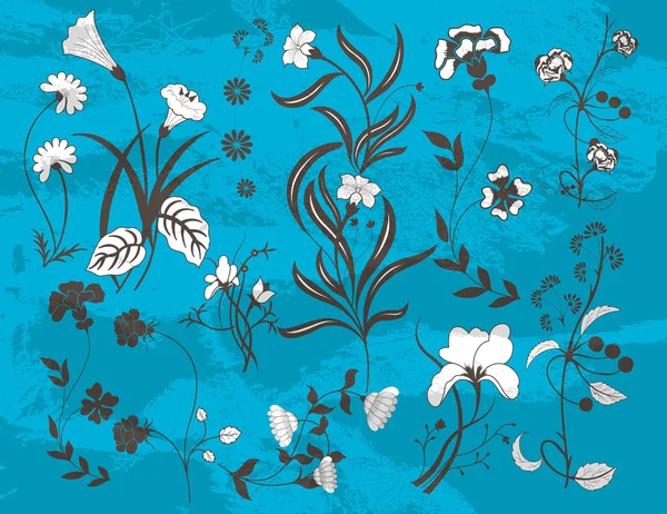 Alte Blume Element auf blauem Hintergrund — Stockvektor