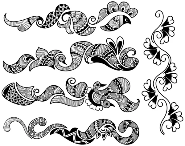 Diseño de Heena elemental de estilo antiguo — Archivo Imágenes Vectoriales