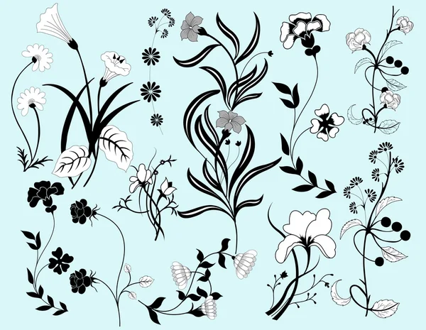 Beaux éléments décoratifs de fleurs élégantes — Image vectorielle