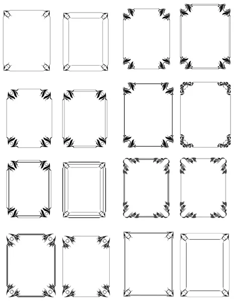 Collection Of Elementary Flourish Frame — Stock Vector