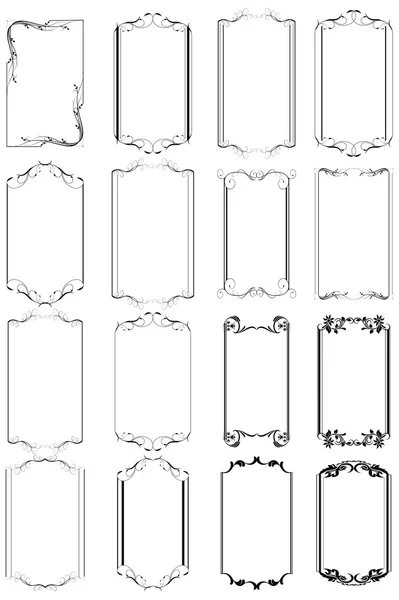 Set di decorazioni Disegni di cornici fiorenti — Vettoriale Stock