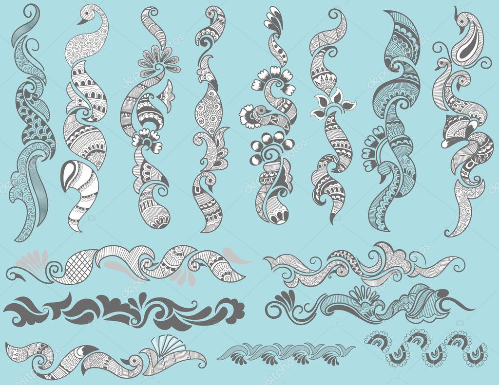Decorative Heena Designs — Stock Vector © baavli #5451695