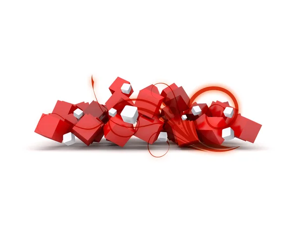 Red Elementary Cubes Design — Stock Photo, Image