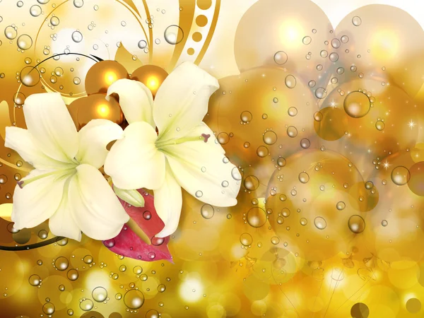 Lindas flores Sparkle Bubbles fundo — Fotografia de Stock