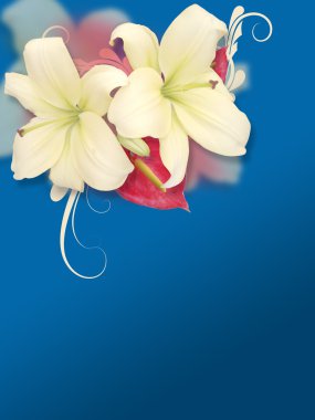 Soft Flowers On Blue Background clipart