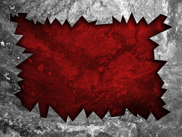 Grunge ρωγμή φύλλο στον κόκκινο τοίχο — Φωτογραφία Αρχείου
