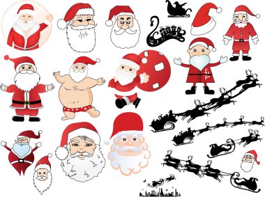 Vector illustration - set of christmas icons and Santa clipart