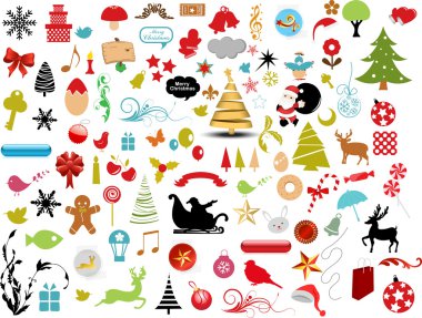 Vector illustration - set of christmas icons and Graphics vector stock