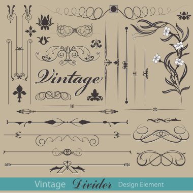 Vector set: calligraphic design elements and page decoration clipart