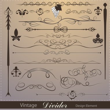 Vector set: calligraphic design elements and page decoration clipart