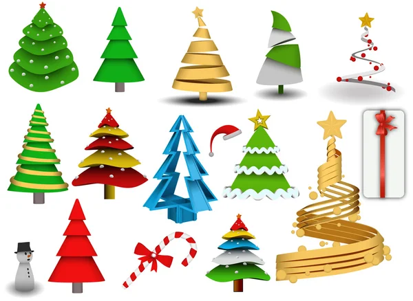 Christmas tree vector illustration vintage set — Stock Vector