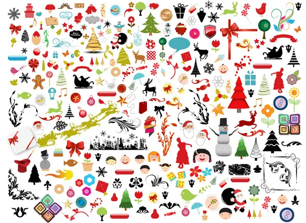 Ilustração vetorial - conjunto de ícones de Natal e estoques vetoriais de gráficos — Vetor de Stock