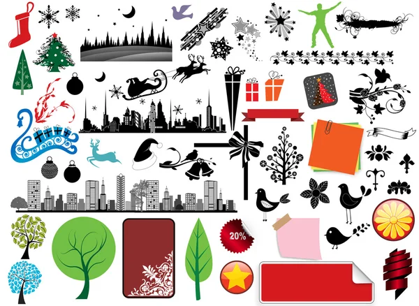 Ilustración vectorial - conjunto de iconos de Navidad y vector Gráficos stock — Archivo Imágenes Vectoriales