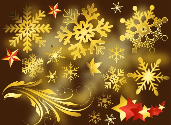 Creative Golden Decorative Flakes Elements — Vector de stoc