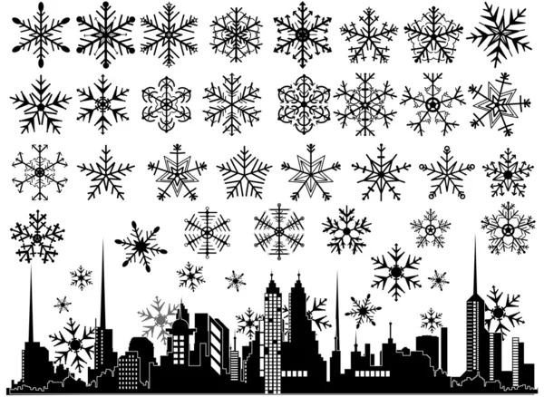 Snöflinga vintern in vektor illustrationer — Stock vektor