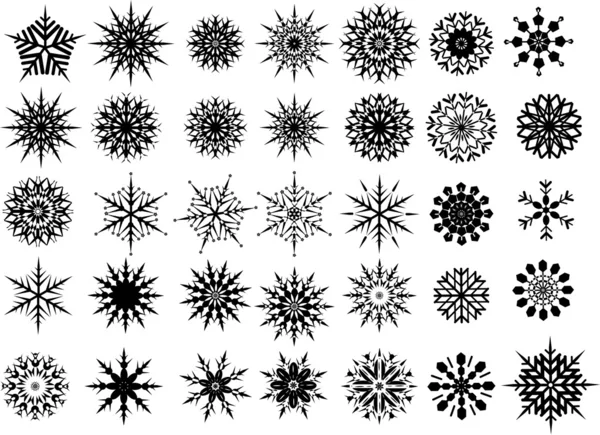 Ensemble hiver flocon de neige illustrations vectorielles — Image vectorielle