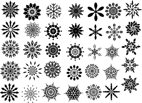 Ensemble hiver flocon de neige illustrations vectorielles — Image vectorielle