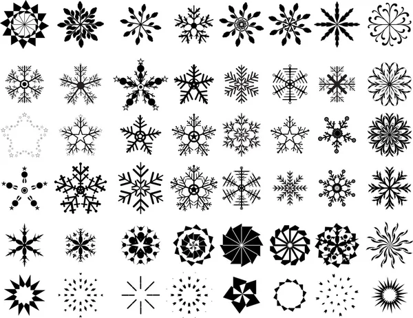 Copo de nieve invierno set vector ilustraciones — Archivo Imágenes Vectoriales