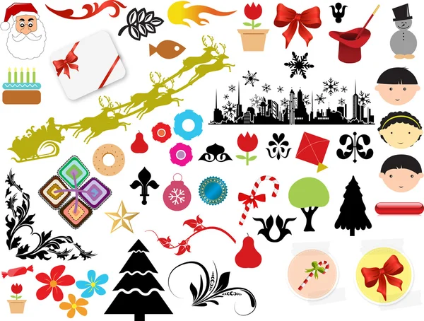 Ilustración vectorial - conjunto de iconos de Navidad y vector Gráficos stock — Vector de stock