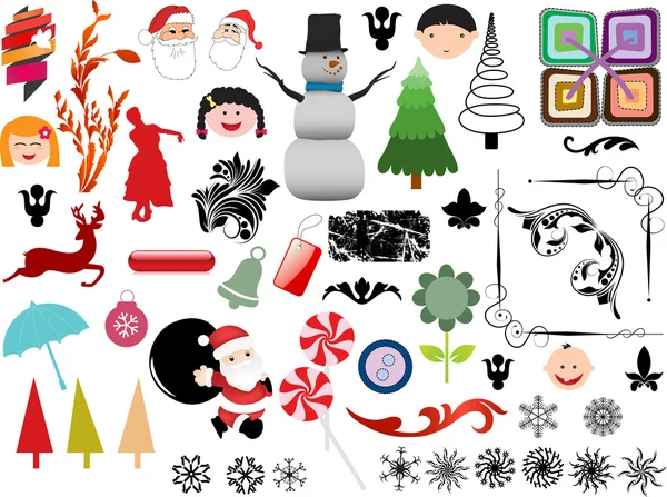 Vektoros illusztráció - készlet karácsonyi ikonok és grafikus, vektor stock — Stock Vector