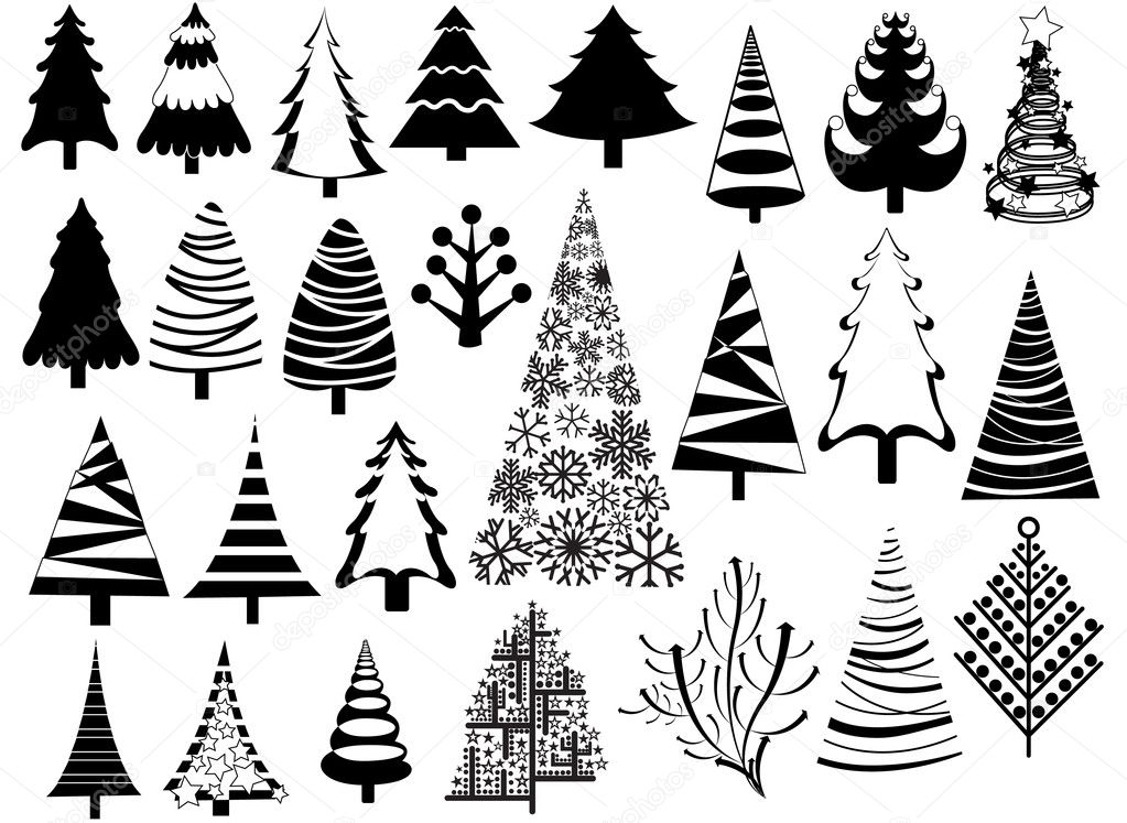 Christmas tree vector illustration vintage set