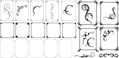 Artistic Illustrated Frame Design Set clipart