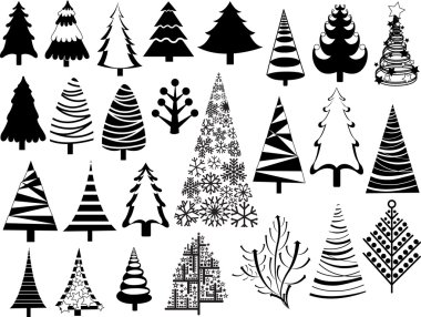 Vintage Design Christmas Trees Collection clipart