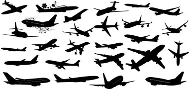 Creative Design Of Plane Silhouettes Collection clipart