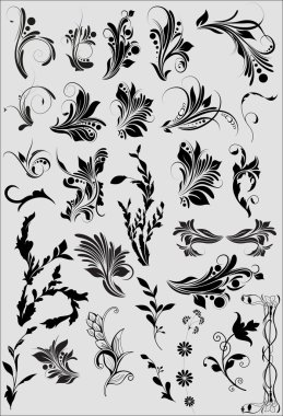 Set Of Black Shape Flourish Elements clipart