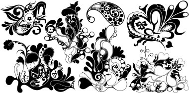 Artistic Vignette Floral Elements Designs clipart