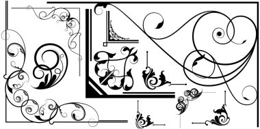 Ancient Design Of Spiral Corner Set clipart