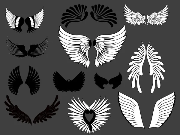 Vector Set Of Creative Wings Illustration — Stock Vector