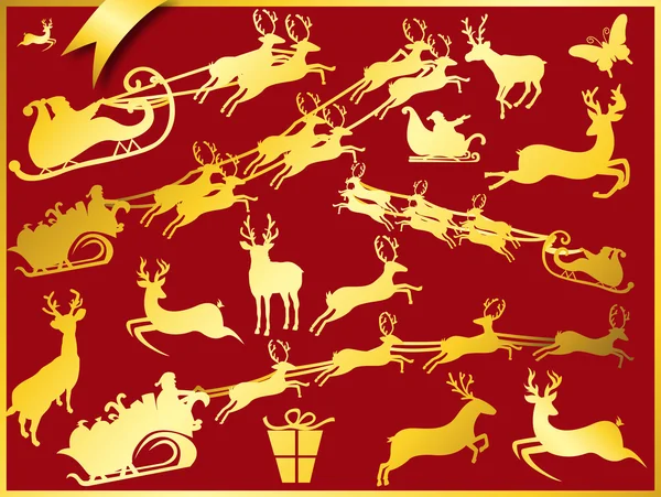 Collection de rennes dorés — Image vectorielle