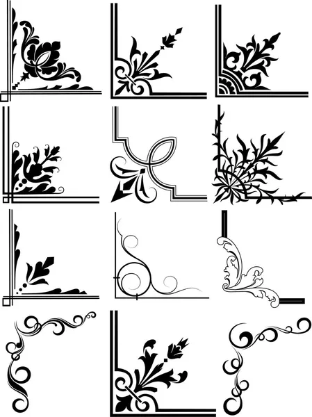 Conjunto de esquinas de diseño de decoración — Archivo Imágenes Vectoriales