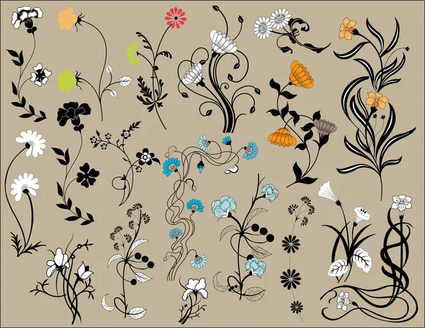 Δημιουργική καλλιτεχνικά στοιχεία floral εικονογράφηση — Διανυσματικό Αρχείο