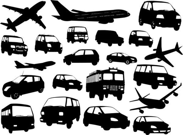 Art abstrait des silhouettes de transport — Image vectorielle