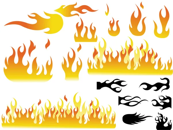 Δημιουργική φωτιά φλόγα σύνολο — Διανυσματικό Αρχείο