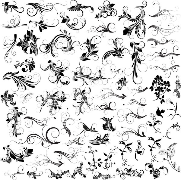 Large Vintage Flourish Elements Designs Set