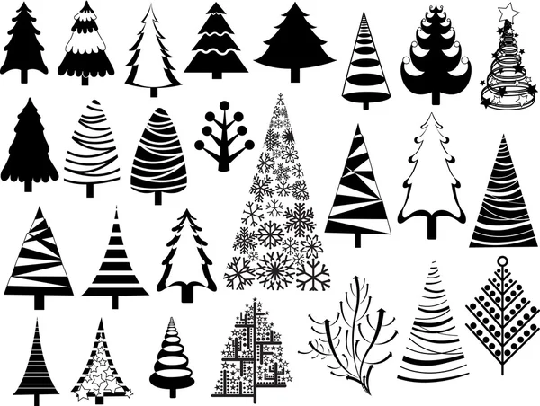 Collection d'arbres de Noël design vintage — Image vectorielle