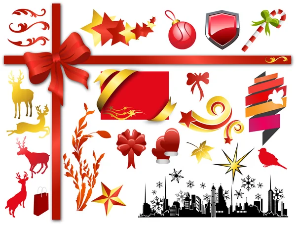 Vánoční dekorativní prvky návrhu — Stockový vektor