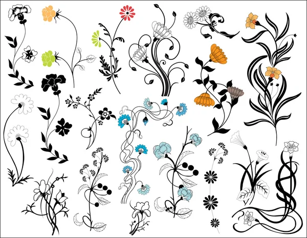 Beaux éléments de fleurs artistiques — Image vectorielle