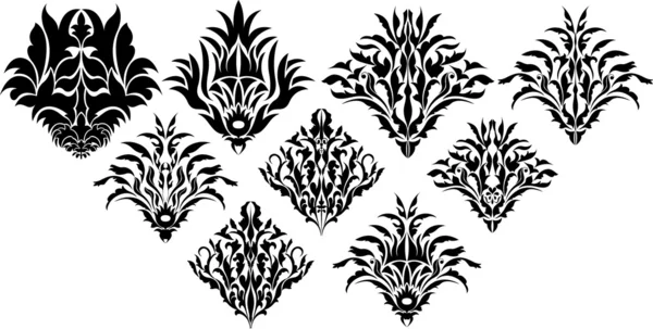 Conception conceptuelle Éléments floraux damassés — Image vectorielle