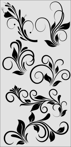 Ensemble d'éléments de conception florale Funky Rococo — Image vectorielle